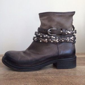 KBR Low Shaft Studded Strap Boot, Grey, 6.5